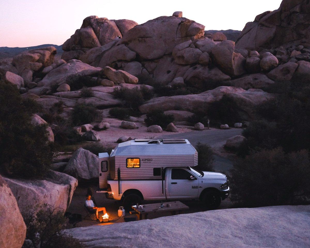 Dusk camp at the rocks